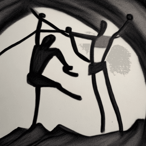 AI generated: create a
cave painting like cartoonish charcoal image of a stick figure doing pull ups