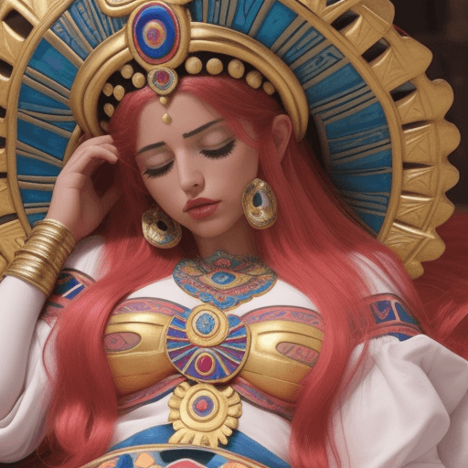 AI generated: princesa azteca hermosa durmiendo de espalda boca arriba