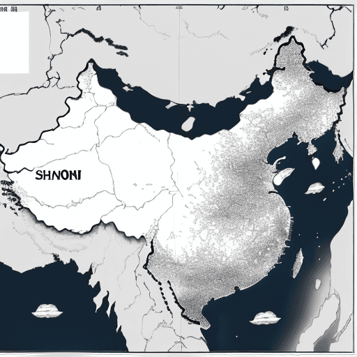 AI generated: 
A map in dark gray, white, and black colors depicting a specific region, Shandong Province, China
