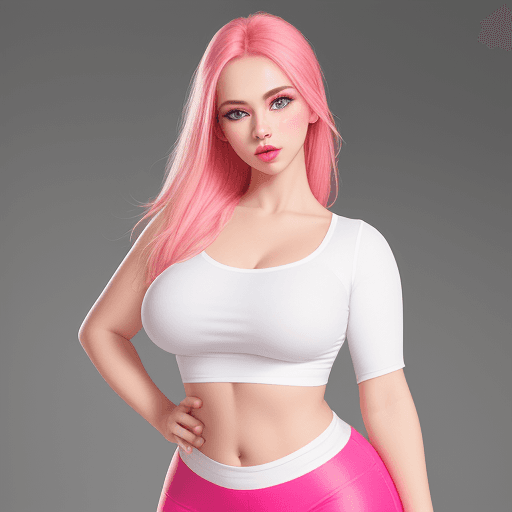 AI generated: very beautiful girl in bright leggings, white short top, charismatic personality, professional photo...
