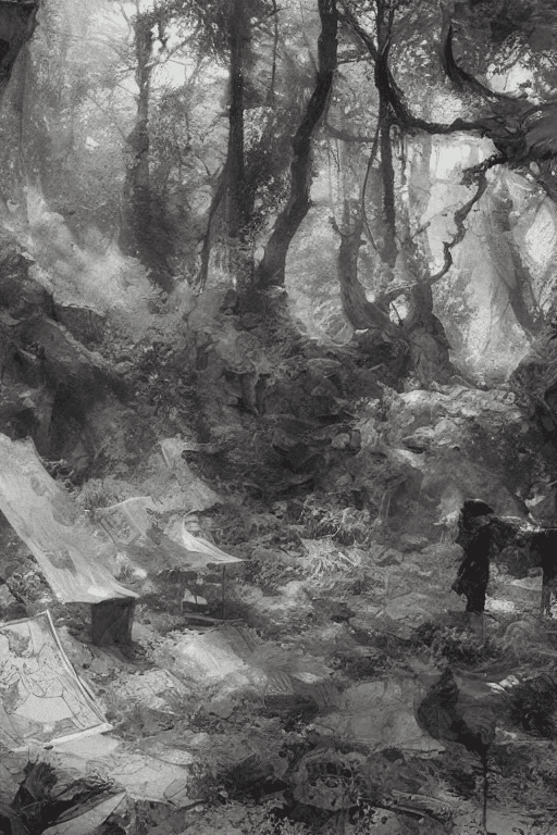 AI generated: pen and ink, intricate line drawings, by craig mullins, ruan jia, greg rutkowski, loundraw,nature, f...