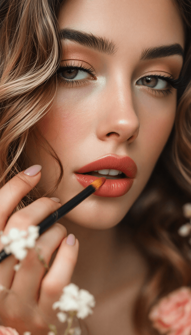 AI generated: Drawing inspiration from past eras, often featuring winged eyeliner, rose natural lips, and soft, ro...