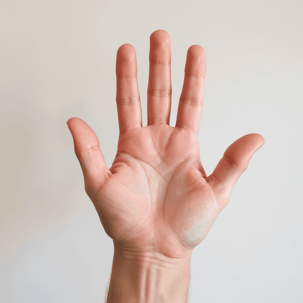 AI generated: I want a visual representation of a person's palm. The palm should be light brown in color and the l...