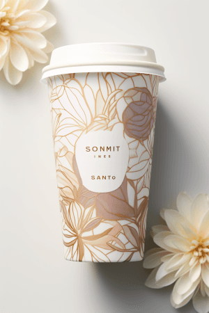 AI generated: Package design, Point of View Shot of a creamy latte, with an elegant and sophisticated label design...