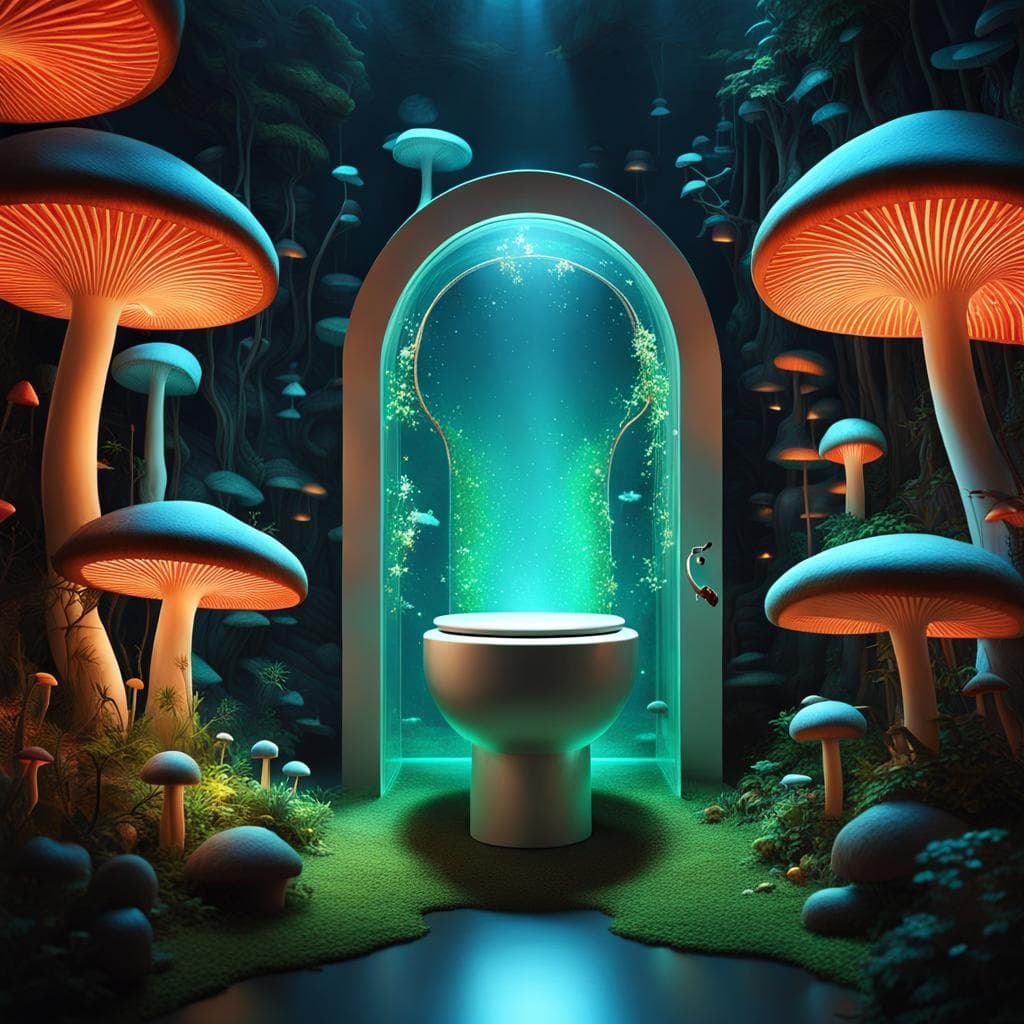 AI generated: Within the transparent toilet, The toilet's hidden world is a realm of dreams, where the thoughts an...