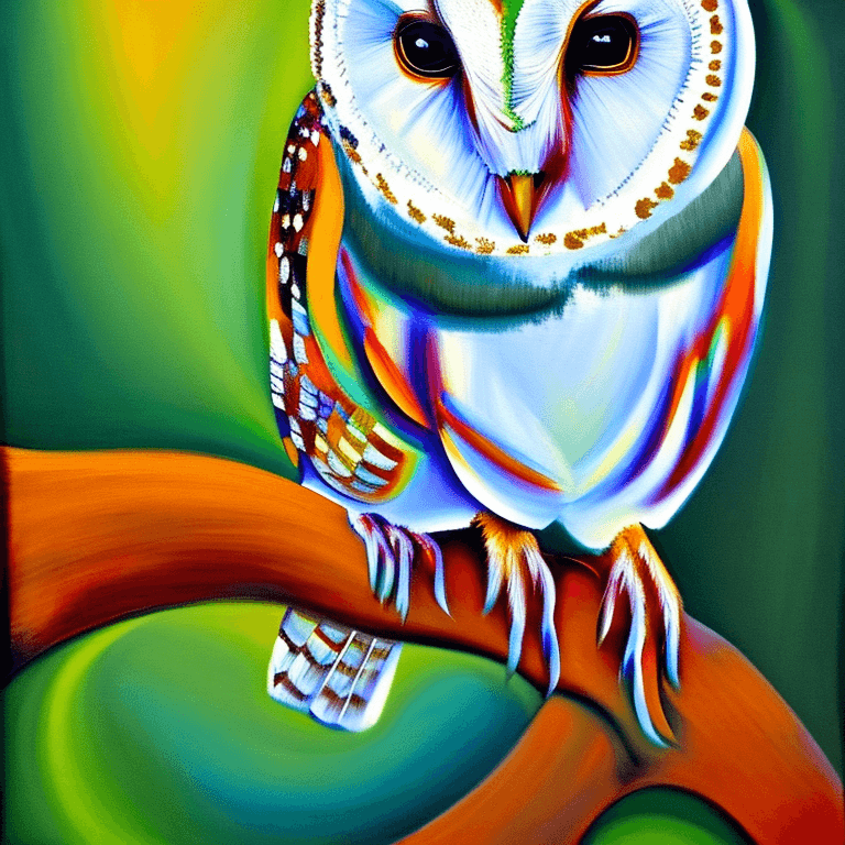 AI generated: Ralistic, ((Masterpiece, best quality)), extremely cute barn owl perching on branch in dream park, i...