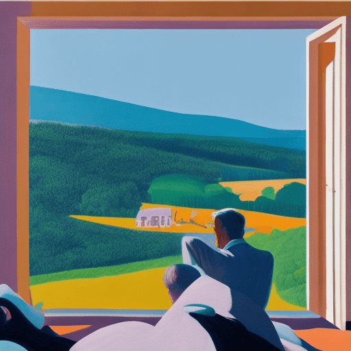 AI generated: epic view, neo rauch, david hockney, edward hopper