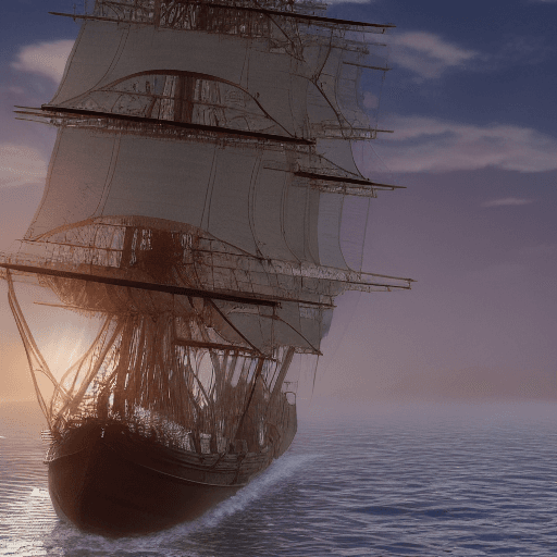 AI generated: Photo of a ultra realistic sailing ship, dramatic light, pale sunrise, cinematic lighting, battered,...