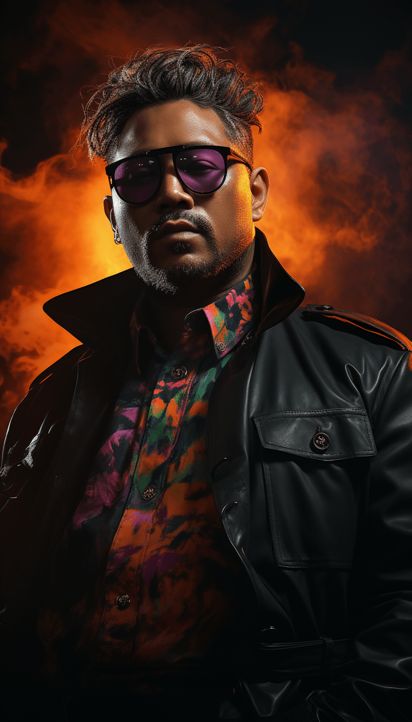 AI generated: Punk Kim Jong-un, digitalart, phosphorescent colours