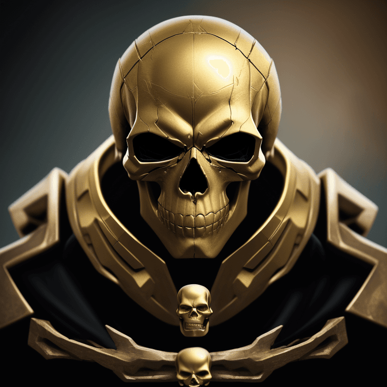 AI generated: Gold silver iron skull photographic cinematic