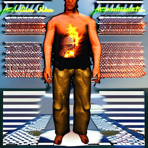 AI generated: a very athletic built male , engulfed in flames, lloks like Johnny blaze, full body, black fire cove...