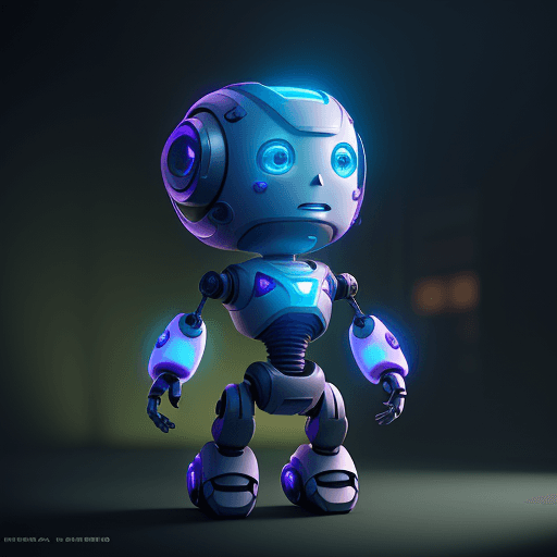 AI generated: small robot holding flowers, cute, pixar, unreal engine, tron, hyper detailed, volumetric lighting