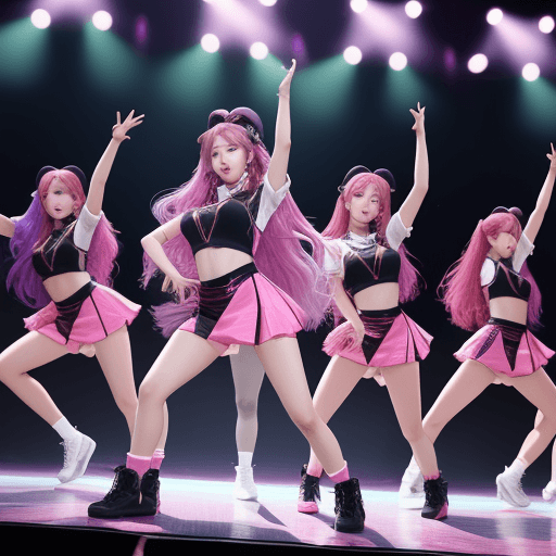 AI generated: Gidle Soyeon, dancing on a stage with backup dancers 