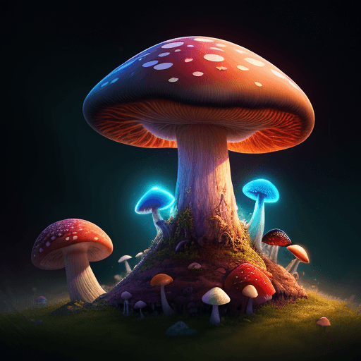AI generated: High resolution fantasy photography of a mushroom planet, colorfule magic in the air, 8k