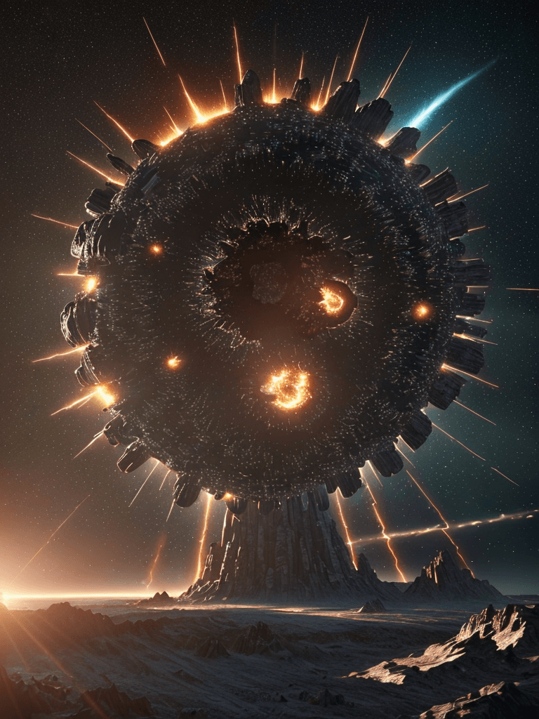 AI generated: Photo of a ultra realistic star explosion, bright light, cinematic lighting, battered, low angle, tr...