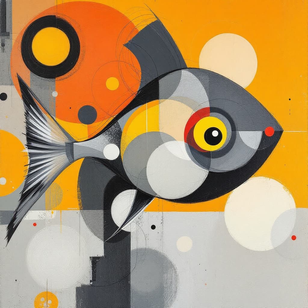 AI generated: abstract realism painting in orange and grey with modern brush techniques, in the style of Picasso, ...