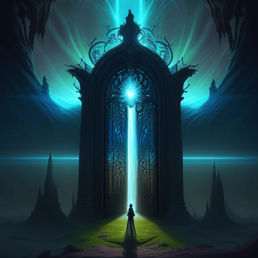 AI generated: a comics rendition inspired by the fantasy artist Neil Gaiman, showcasing the majestic gates of heav...