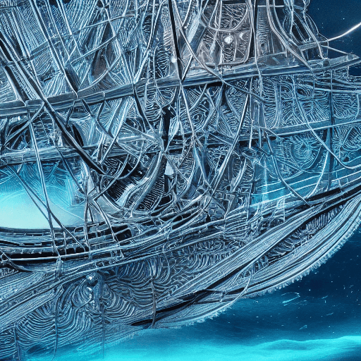 AI generated: Photo of a ultra realistic sailing ship, A close-up portrait of an astronaut, bioluminescent creatur...