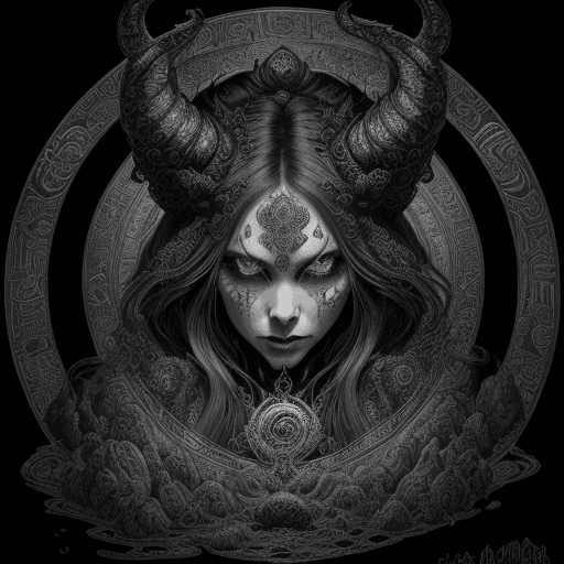 AI generated: Queen of a hundred Dragon Eyes::1, highly detailed, decadent and baroque, alchemy labels::2, drenche...
