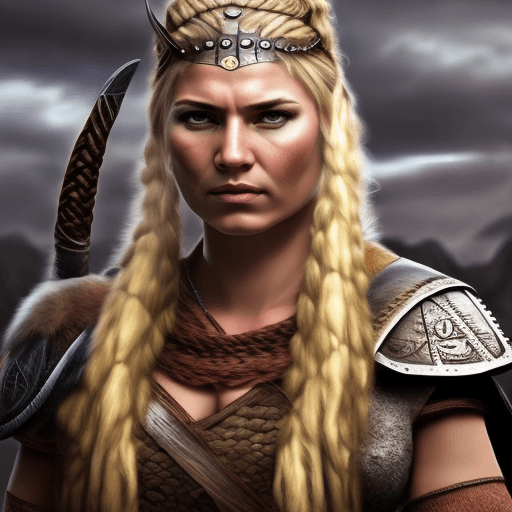 AI generated: Imagen realista, mujer, vikinga, guerrera, nórdica, valkiria 