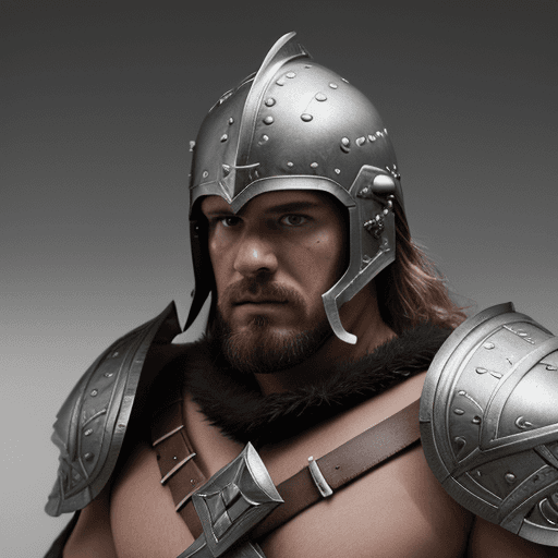 AI generated: Male barbarian warrior,gladiator, facing camera, finely detailed helm, full face helmet, armor, spea...