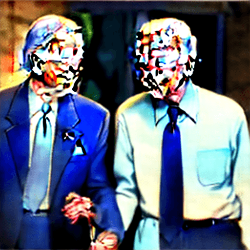 AI generated: Joe Biden holds hands with jimmy carter, at old folks home. the peanut farmer and thief Joe, party l...