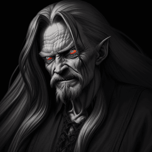 AI generated: This wicked old man possesses an enigmatic and somewhat otherworldly appearance. His most striking f...