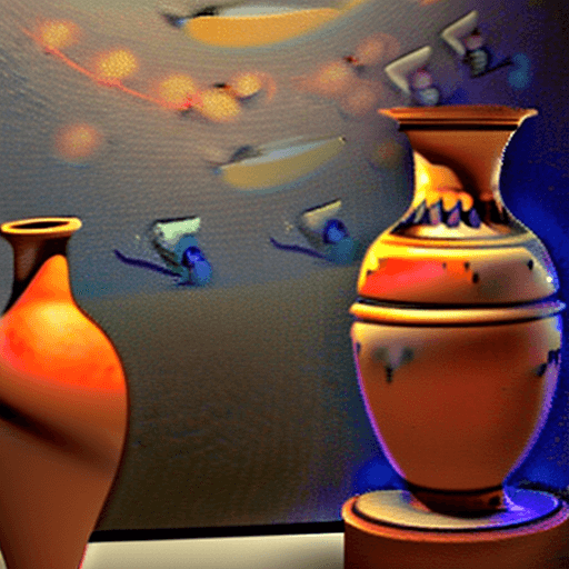 AI generated: a 4k photo of a classical greek vase in the "red-figure pottery" style sitting in a museum depicting...