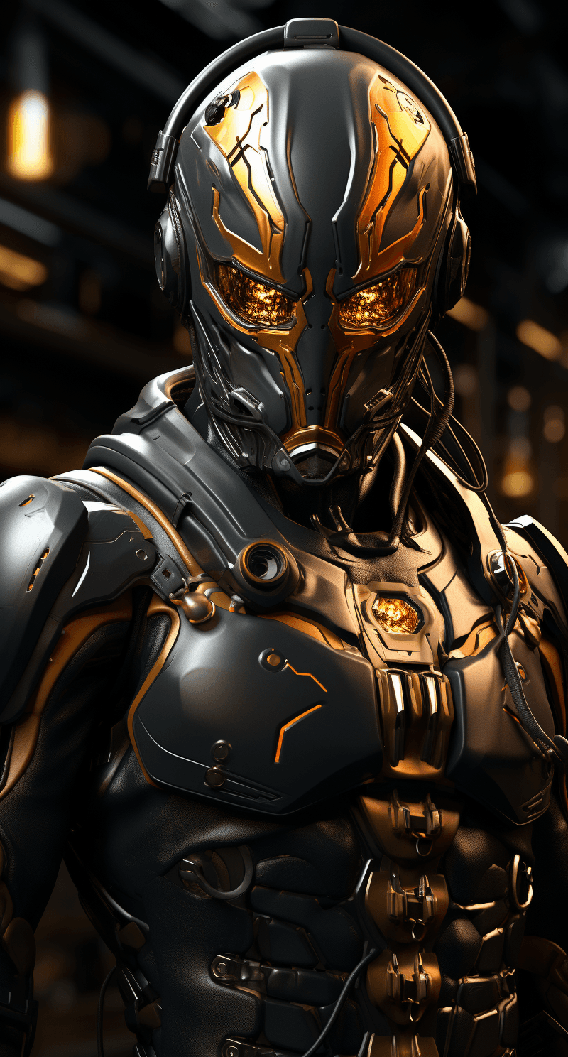 AI generated: full body cyborg, full-length portrait, detailed face| symmetric, steampunk, cyberpunk, cyborg, hype...