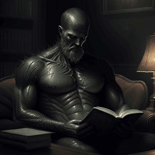 AI generated: best quality, 4k, highres, masterpiece, ultra-detailed, realistic, alone man reading a book at livin...