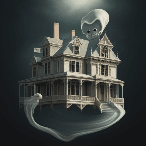 AI generated: Hyper detailed of a ghost floating around in a victorian era style house 