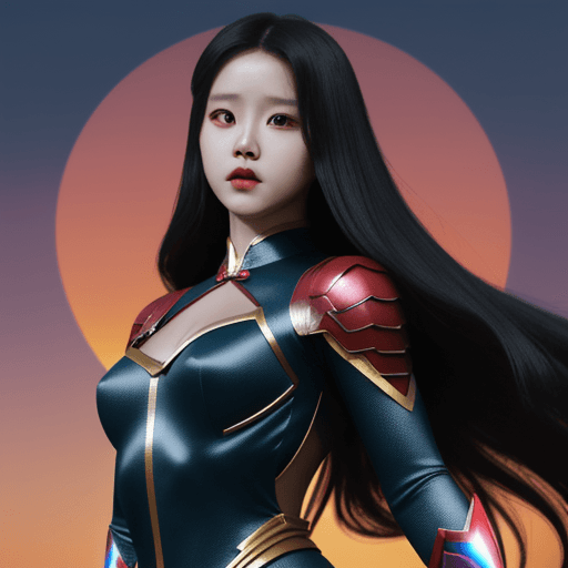 AI generated: Heejin from Loona kpop, Superhero marvel style,  standing proudly in pose, humanoid, fairy styled, s...