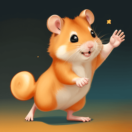 AI generated: ginger hamster its leg is raised and in a cast. it is smiling and waving.
warm lighting, happy mood....