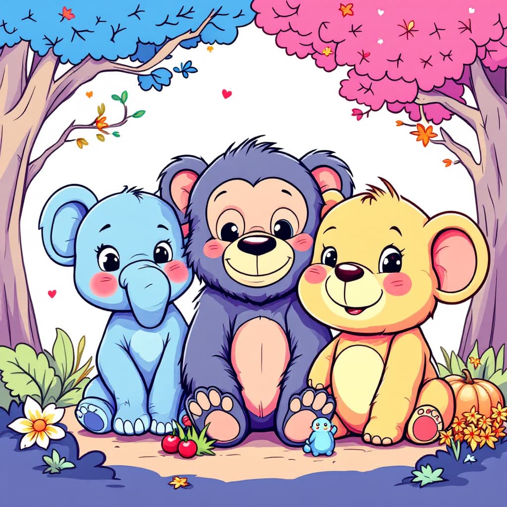 AI generated: A cute, cartoon-style bear designed for a children's coloring book. The bear has a friendly, happy e...