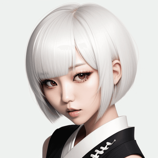 AI generated: japanese woman j-pop, with this hairstyle Short bob with blunt fringe,high detailed,high focus,backg...