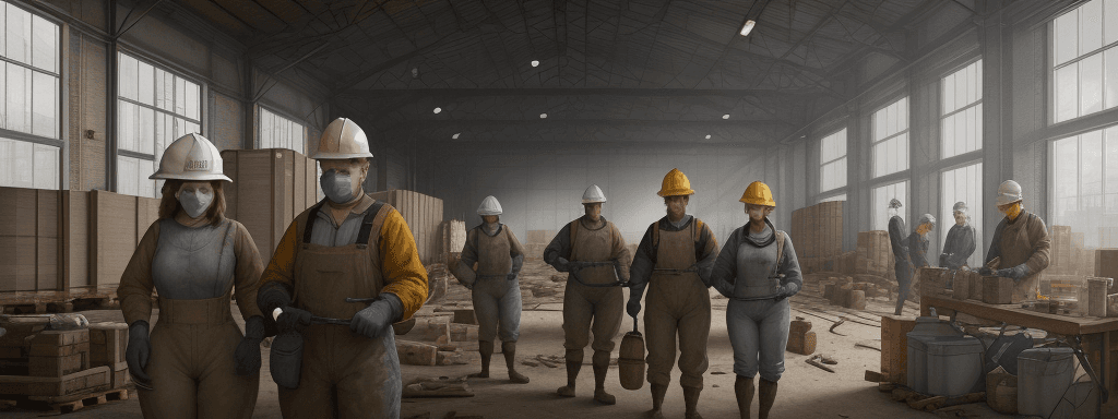 AI generated: A portrait that captures women and men of the 20th century wearing personal protective equipment to ...