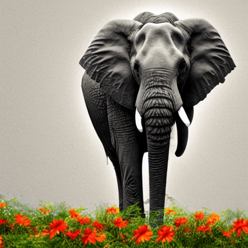 AI generated: an elephant on bycicle with flowers in front of white background