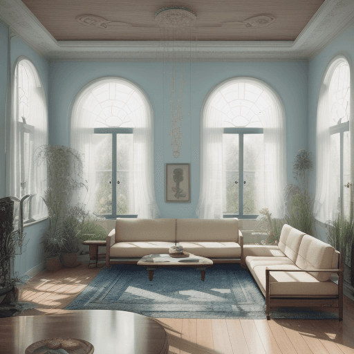 AI generated: High resolution photography interior design, dreamy sunken living room conversation pit, wooden floo...