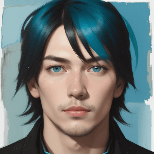 AI generated: print collage of a man's face, in the style of josef kote, grunge beauty, dain yoon, cyan and blue, ...