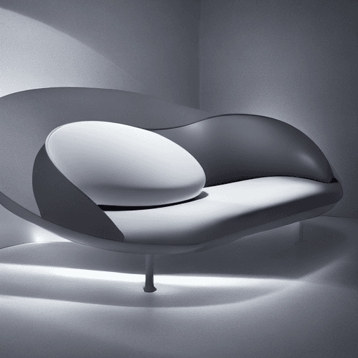 AI generated: futuristic sci-fi pod sofa, Flat Design, Product-View, editorial photography --q 2 --v 5