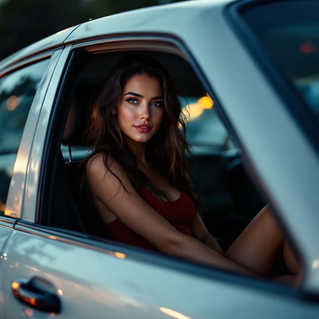 AI generated:  ,full body portrait woman a powerful and dignified portrait ,A woman inside a car as an FBI underco...