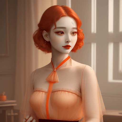AI generated: A woman with red lipstick, in the style of soft and dreamy atmosphere, transparent/translucent mediu...