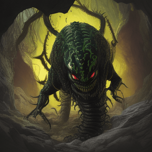 AI generated: Full body photo of a scary alien creature that looks like a centipede with venom coming out from its...