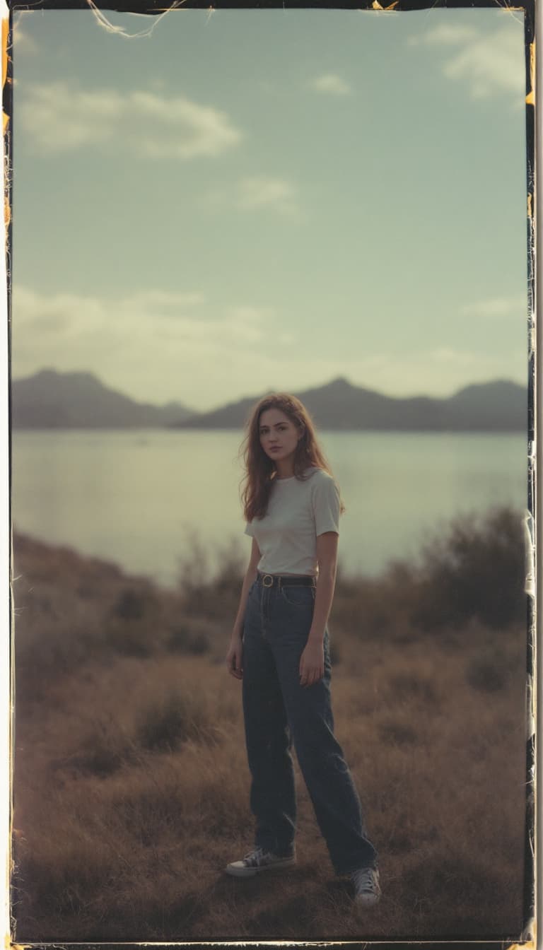 AI generated: girl, old polaroid photo