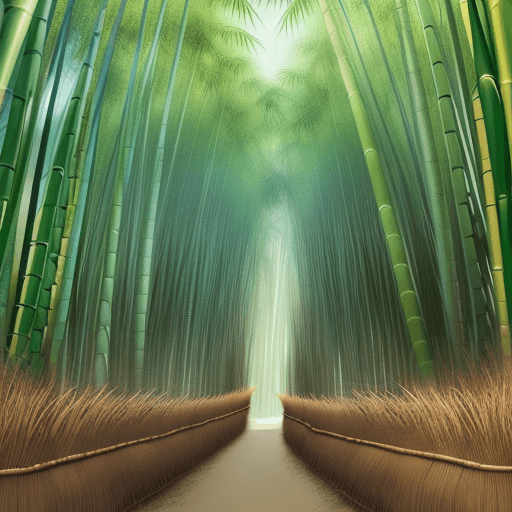 AI generated: background with bamboo and banana trees