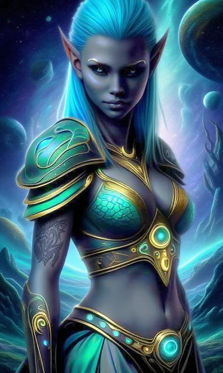 AI generated: Create a new species from this original. Alter with other worldly backdrop, repose the character. If...