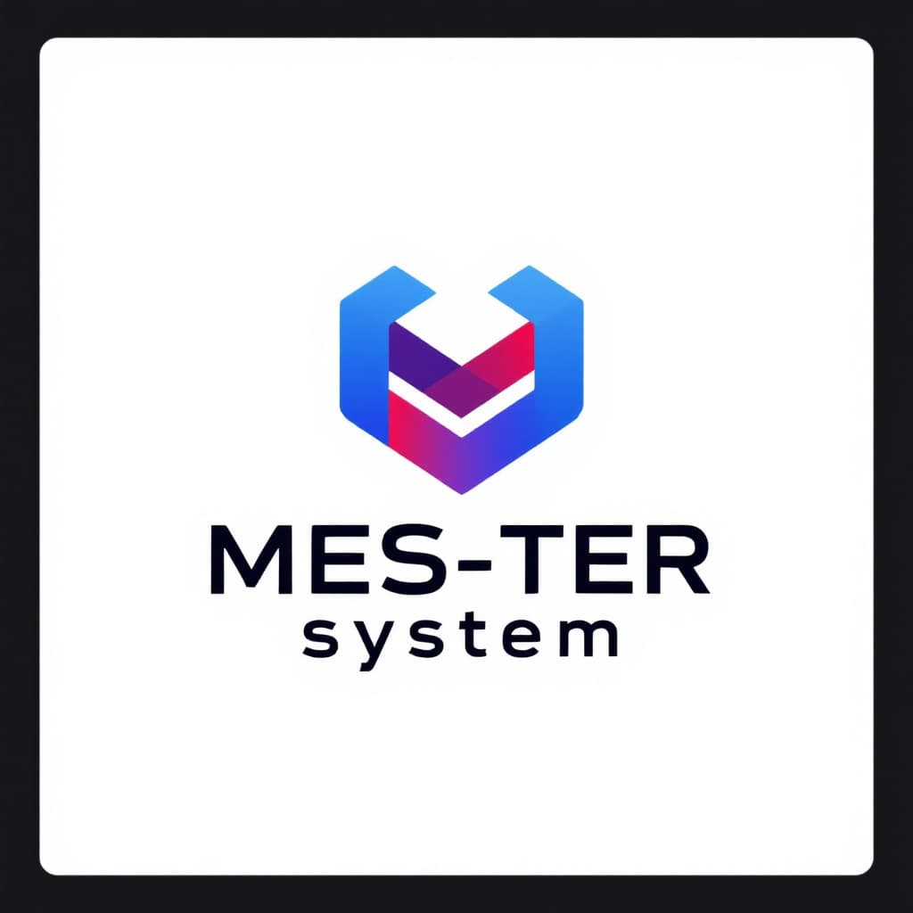AI generated: A sleek and modern logo design for a tech startup, that name is 'MES-TER System', featuring a styliz...