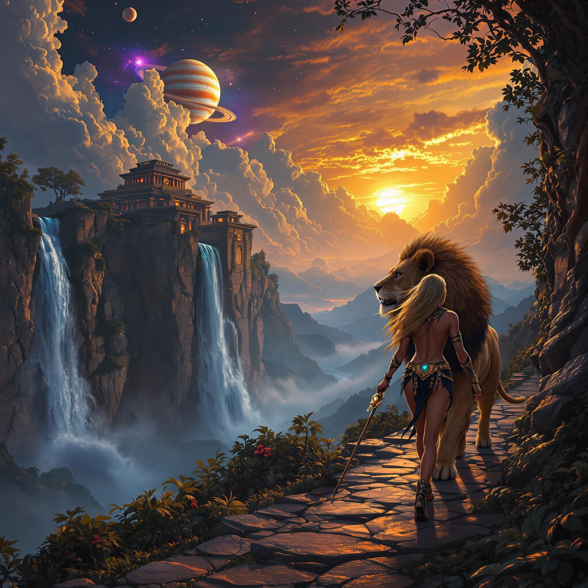 AI generated: Hyper realistic, photo realism, zoomed out full body HD Photo of beautiful, Amazon warrior queen wal...