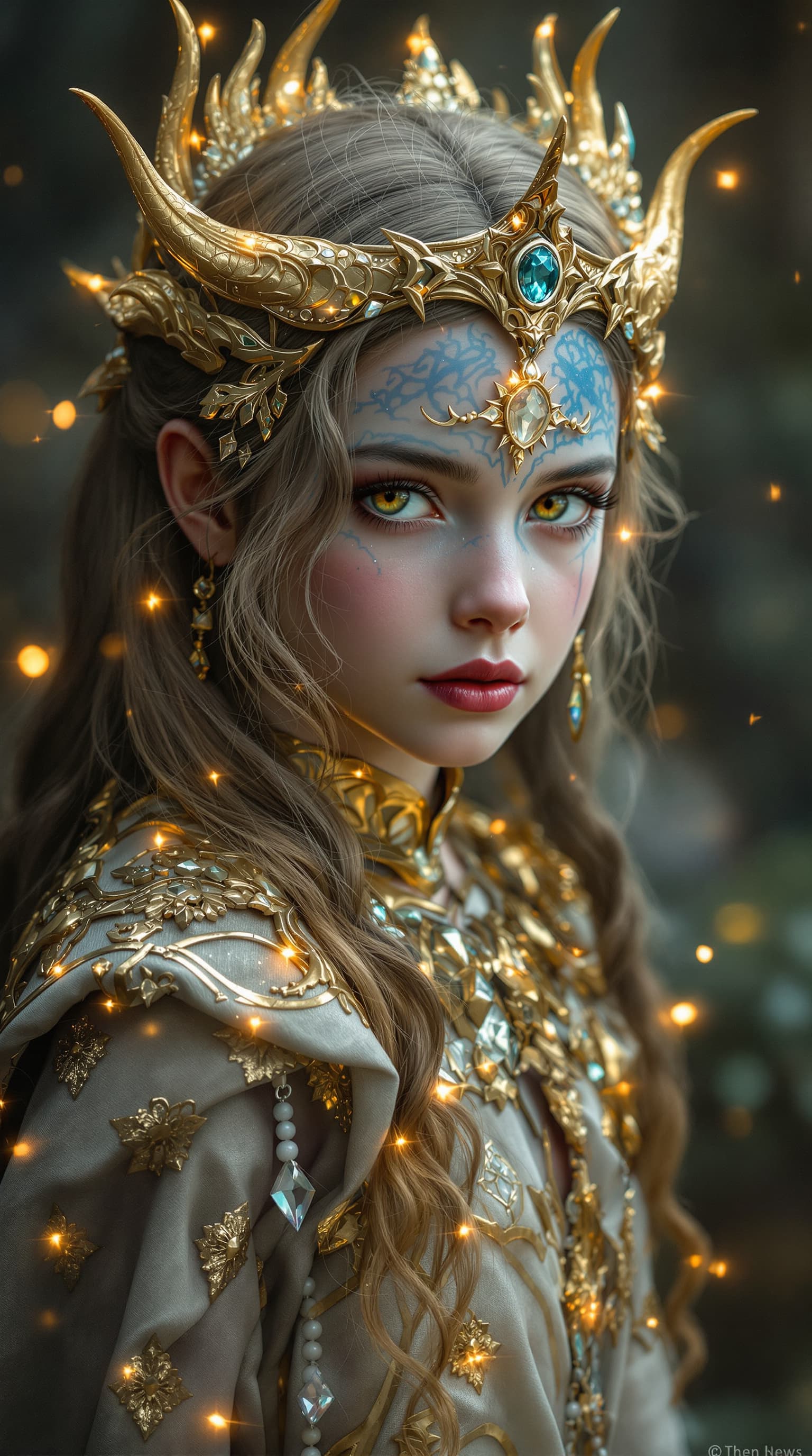 AI generated: A hyper-realistic depiction of seven year old cosplayer as Lunar Princess Ranni Elden Ring



