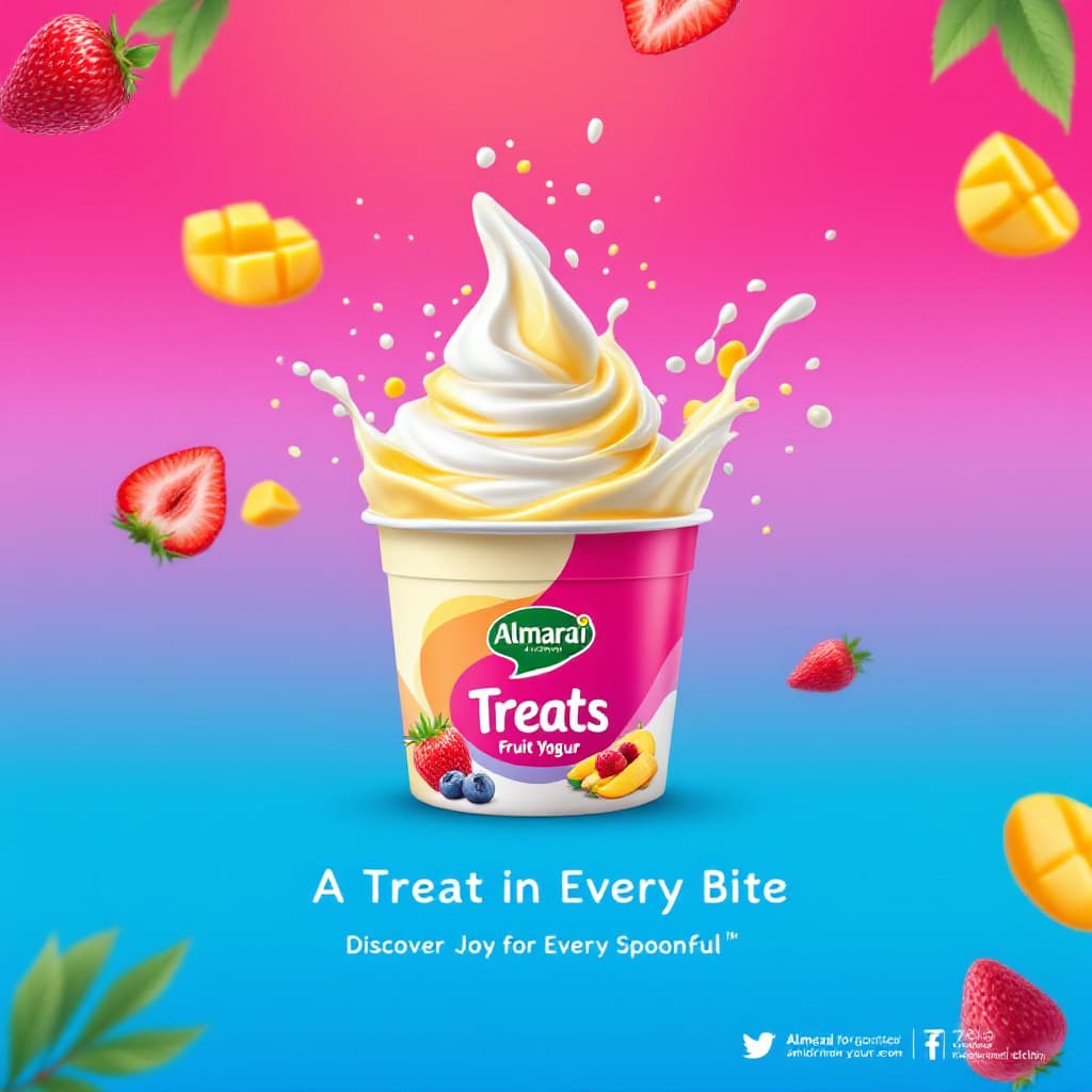AI generated: "Create a high-impact advertising visual inspired by the Alpina yogurt design. Showcase a vibrant cu...